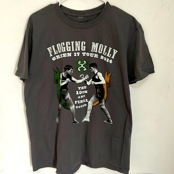 Flogging Molly Green 17 Tour 2014 Graphic T-Shirt Size Large - Picture 1 of 5